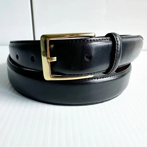 Jos. A. Bank Mens Italian Leather Belt Black With Brass Buckle Size 40 Office - Picture 1 of 8